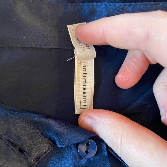 Intimissimi Silk Long Sleeve Button Up Blouse in Navy Blue / Blu Intenso - Picture 7 of 7